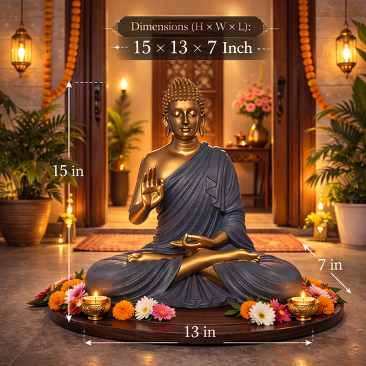 Blessing Buddha Sculpture - 15 Inch