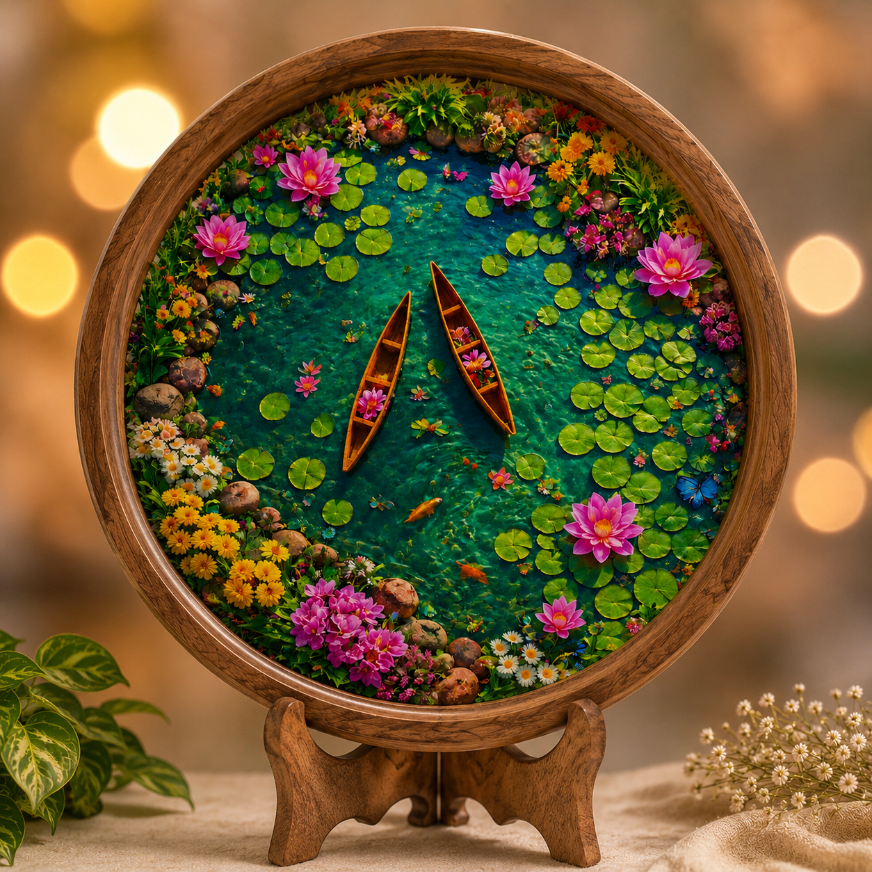 Lotus Pond Solid Wood Trays