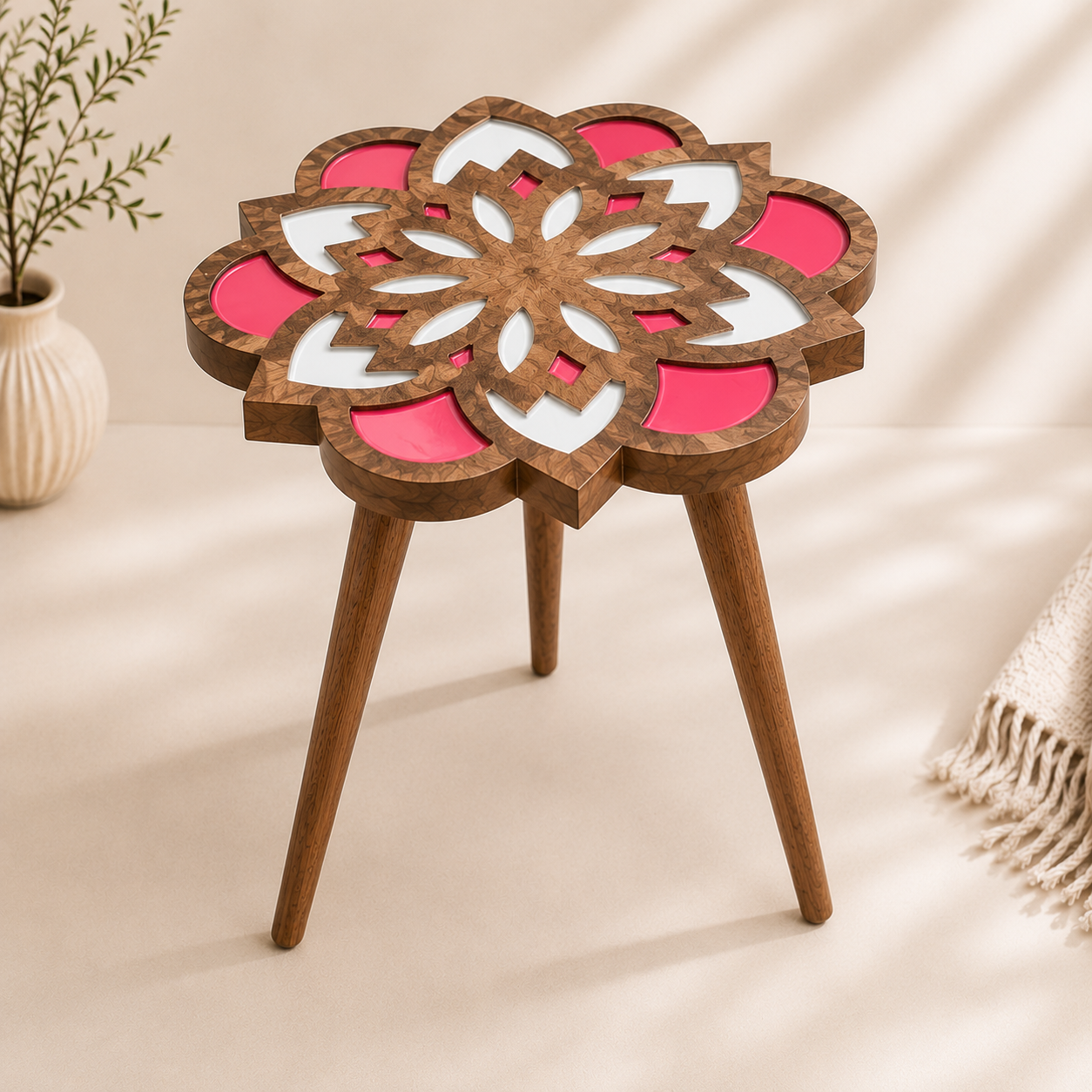 Floral Mandala Side Table