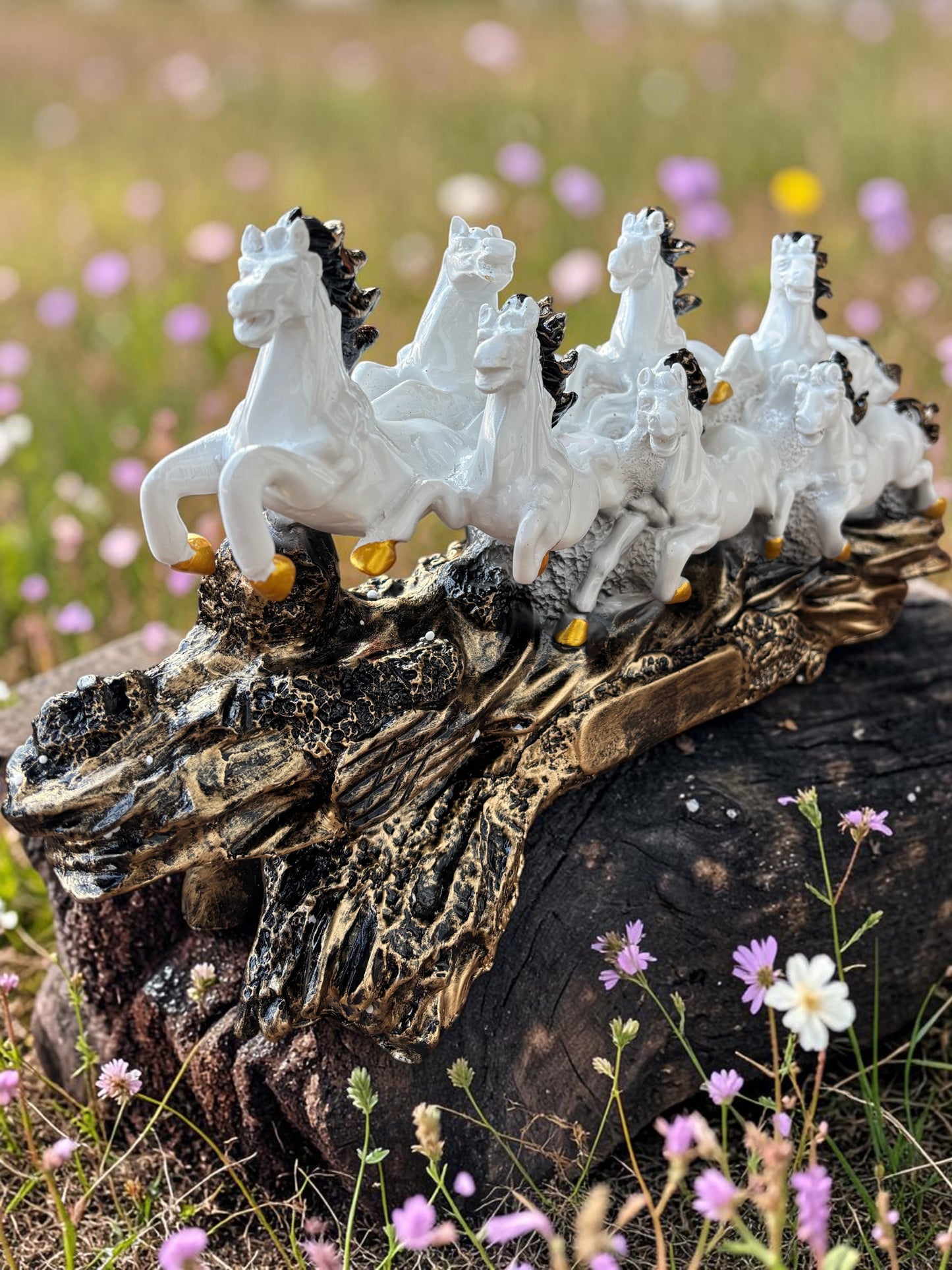 7 Running Horses Sculpture