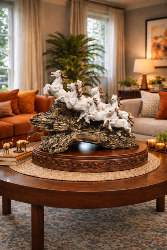 7 Running Horses Sculpture