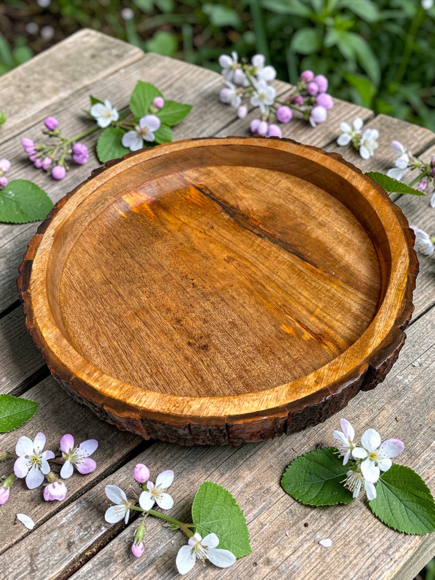 Classic Wooden Natural Bark Edge Tray
