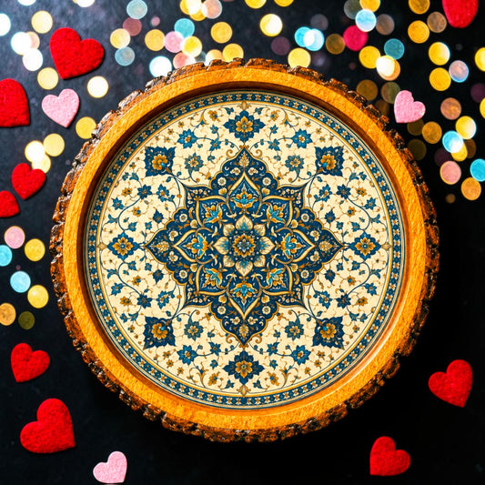 Blue Golden Motif Sold Wood Trays