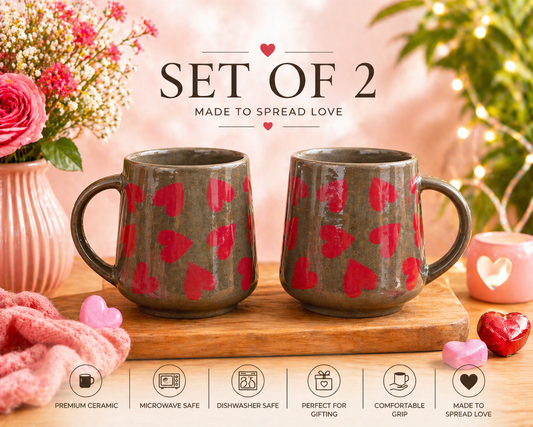 Little Hearts Ceramic Mug Set  – 350ml