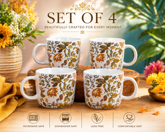 Autumn Floral Ceramic Mug Set  – 350ml