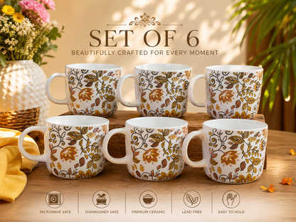 Autumn Floral Ceramic Mug Set  – 350ml