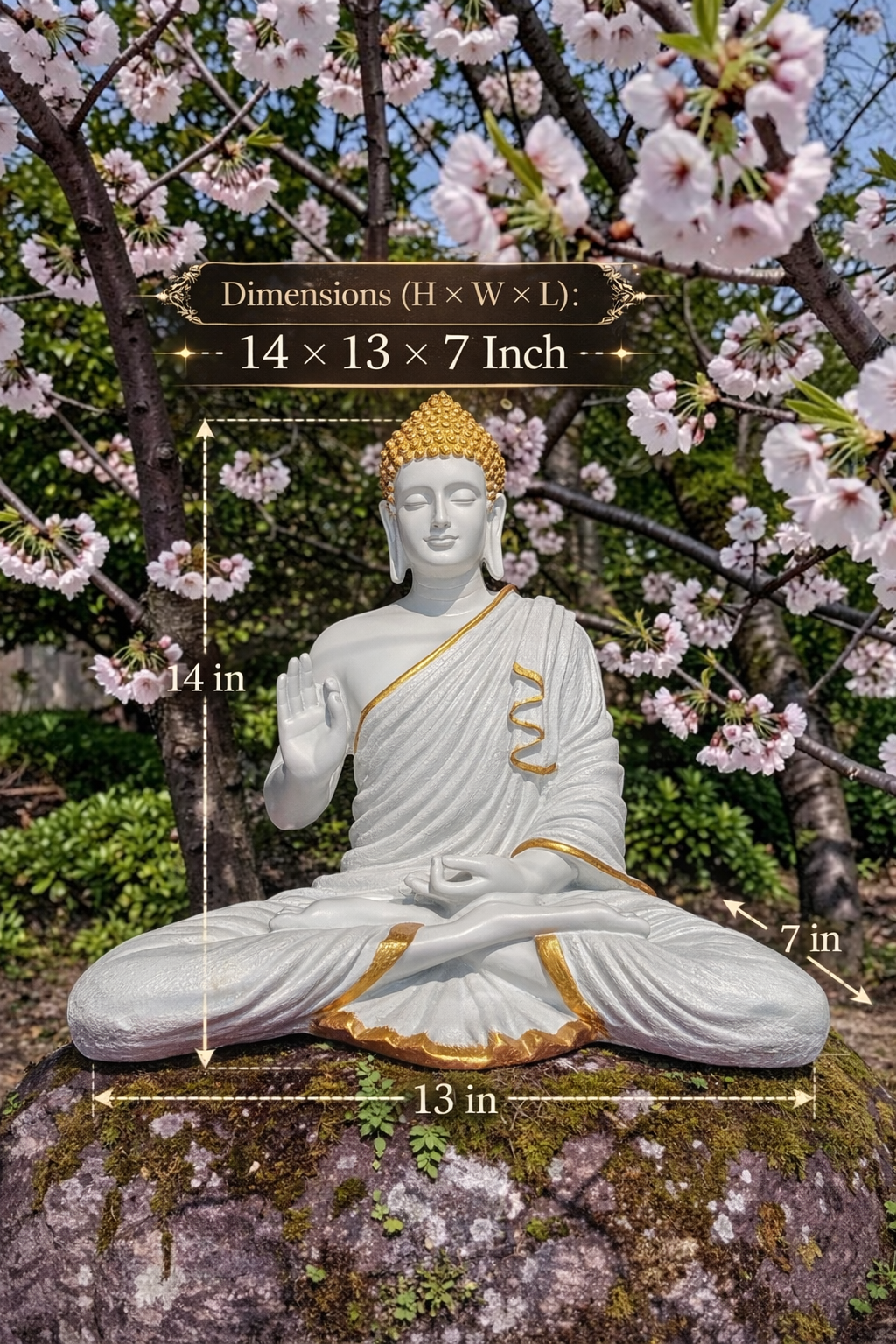 Ivory Radiance Blessing Buddha Sculpture
