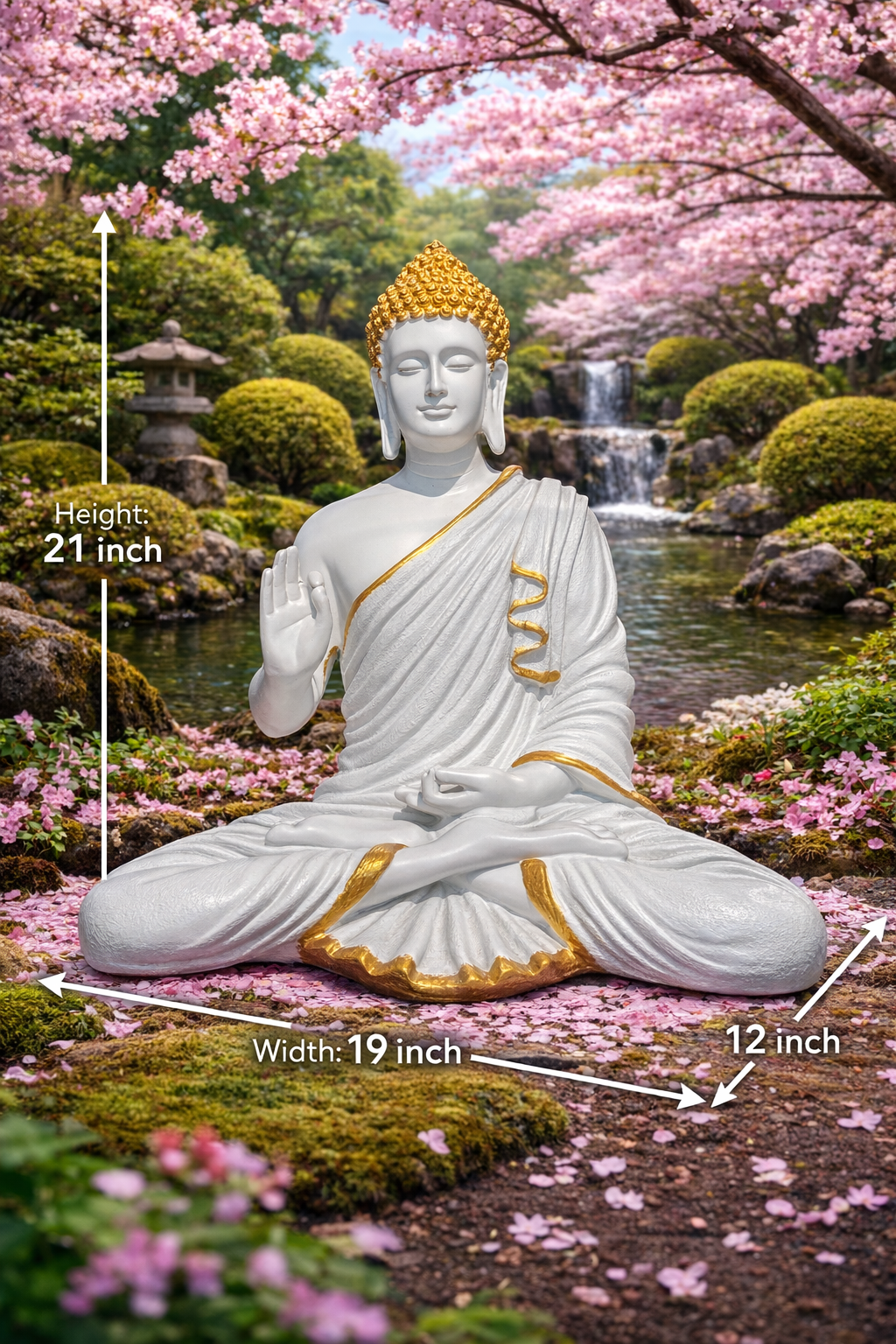 Ivory Radiance Blessing Buddha Sculpture