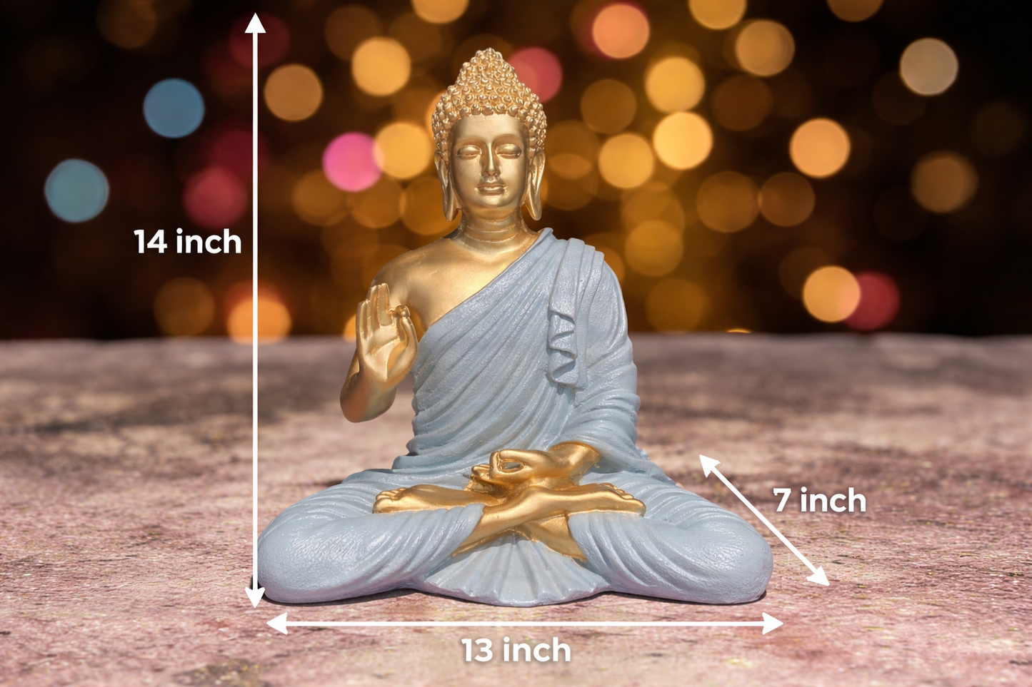 Silver Gold Serenity Blessing Buddha Sculpture