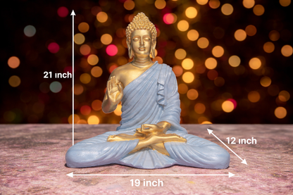 Silver Gold Serenity Blessing Buddha Sculpture
