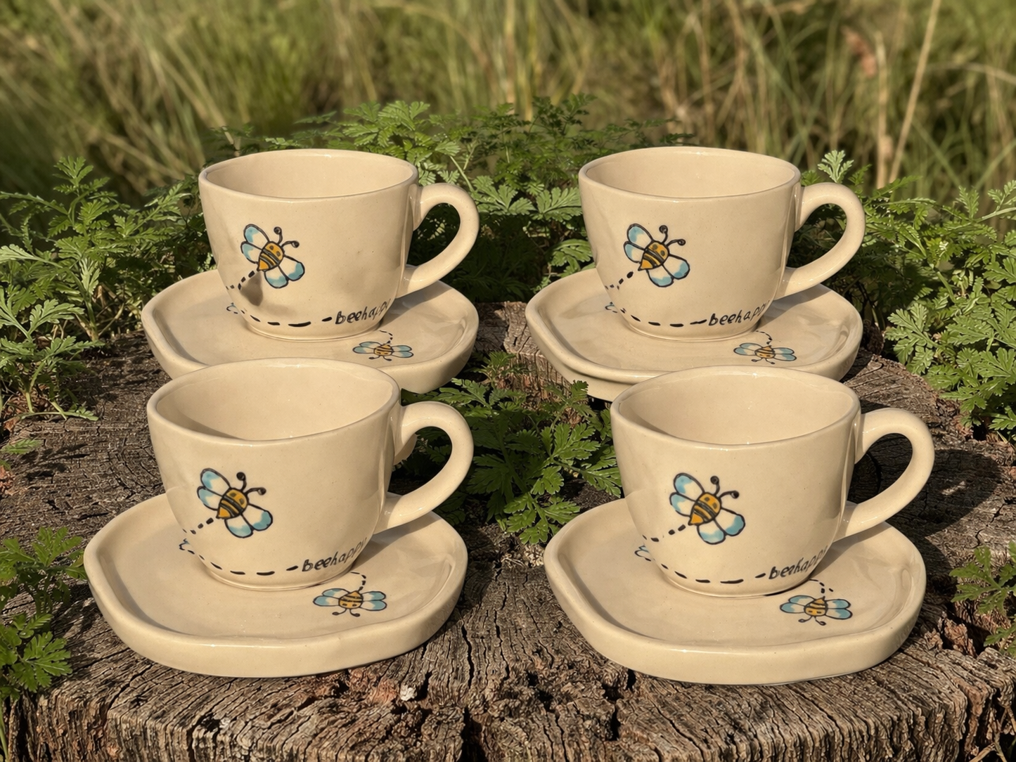 Bee Happy Cup and Saucer Set – 220 ml