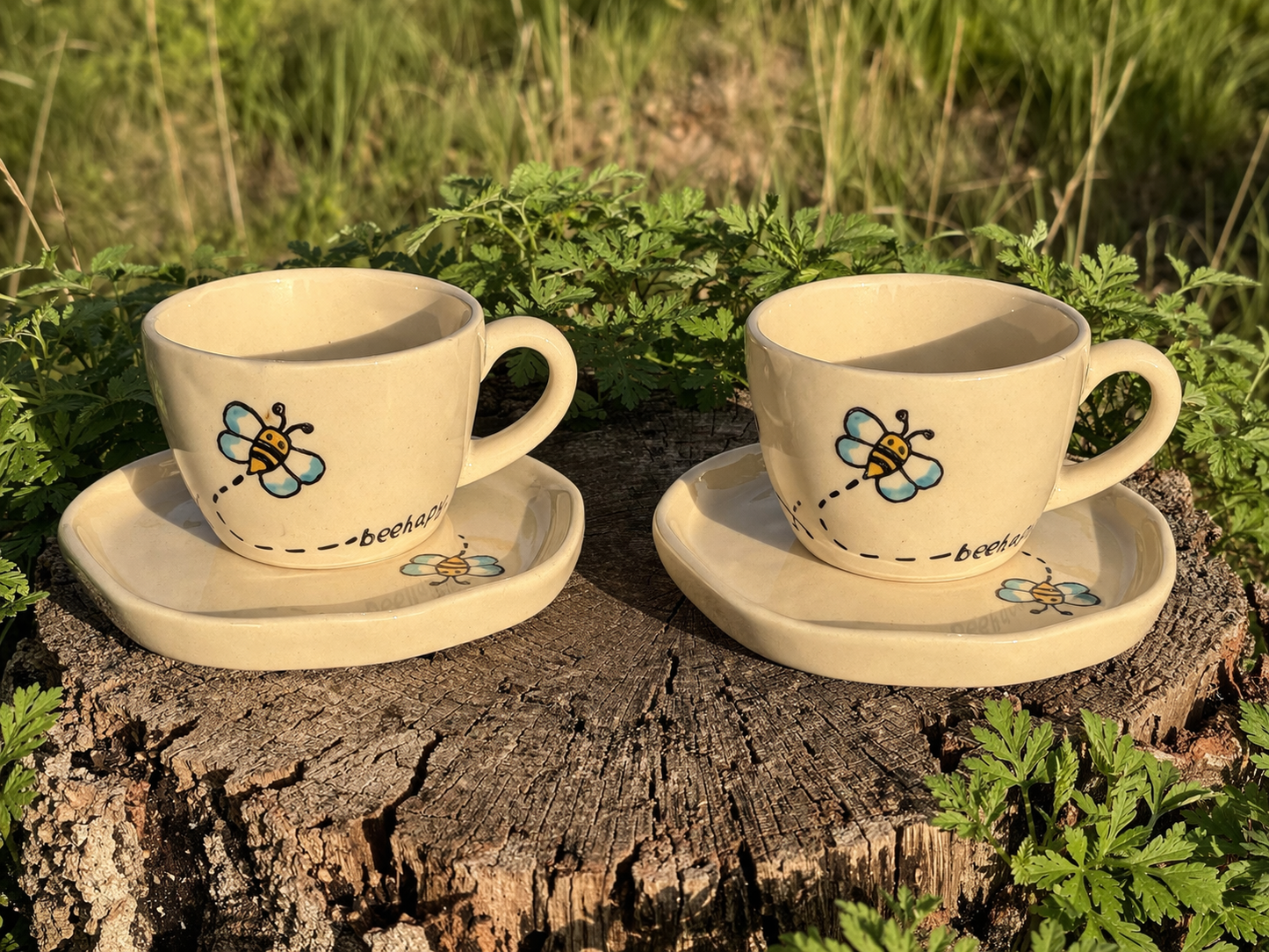 Bee Happy Cup and Saucer Set – 220 ml