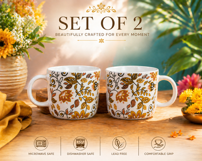 Autumn Floral Ceramic Mug Set  – 350ml