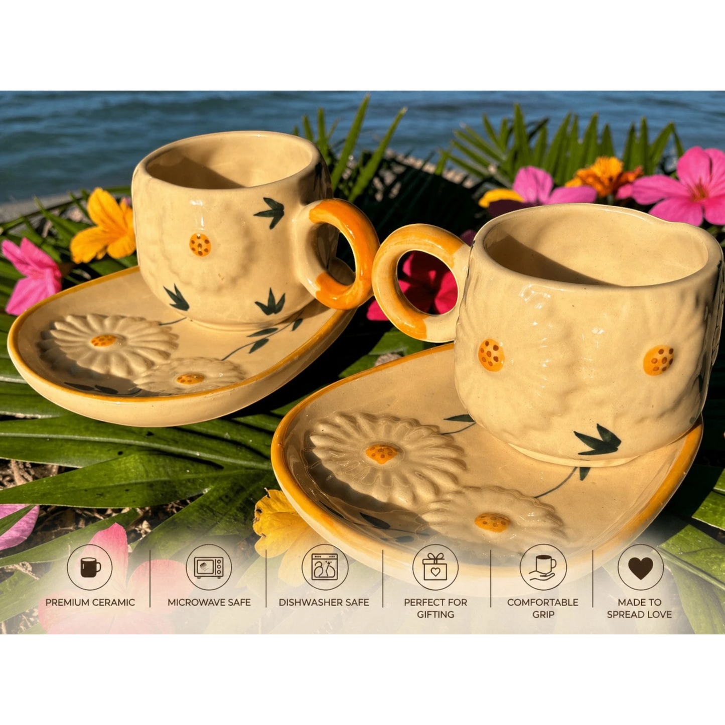 Sun Flower Cup and Saucer Set – 350ml