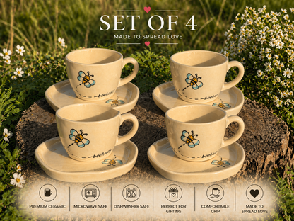 Bee Happy Cup and Saucer Set – 220 ml