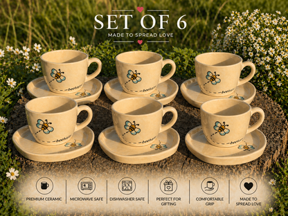 Bee Happy Cup and Saucer Set – 220 ml