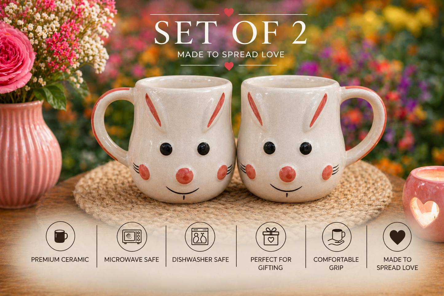 3D Cute Bunny Ceramic Mug– 350ml