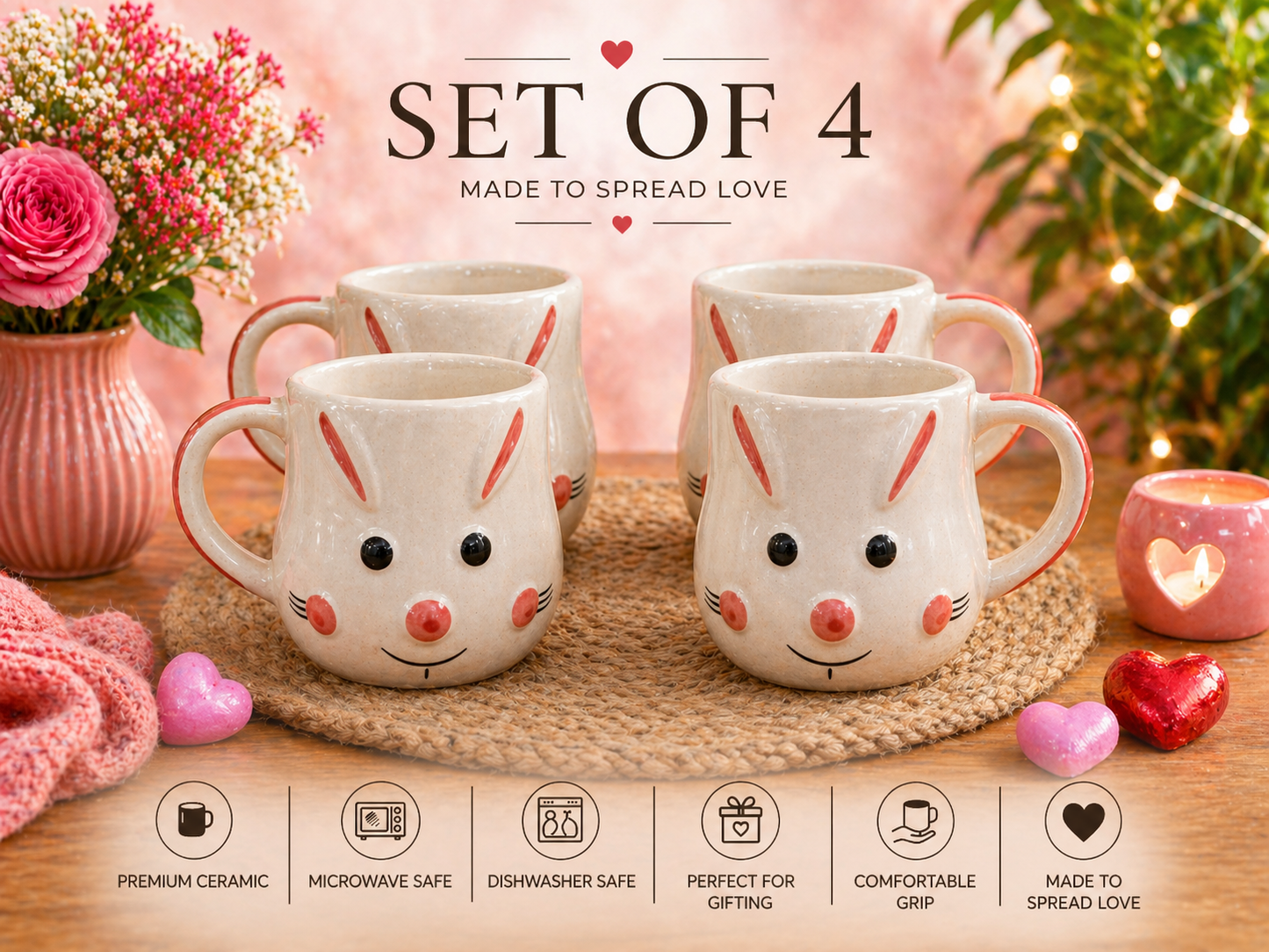 3D Cute Bunny Ceramic Mug– 350ml