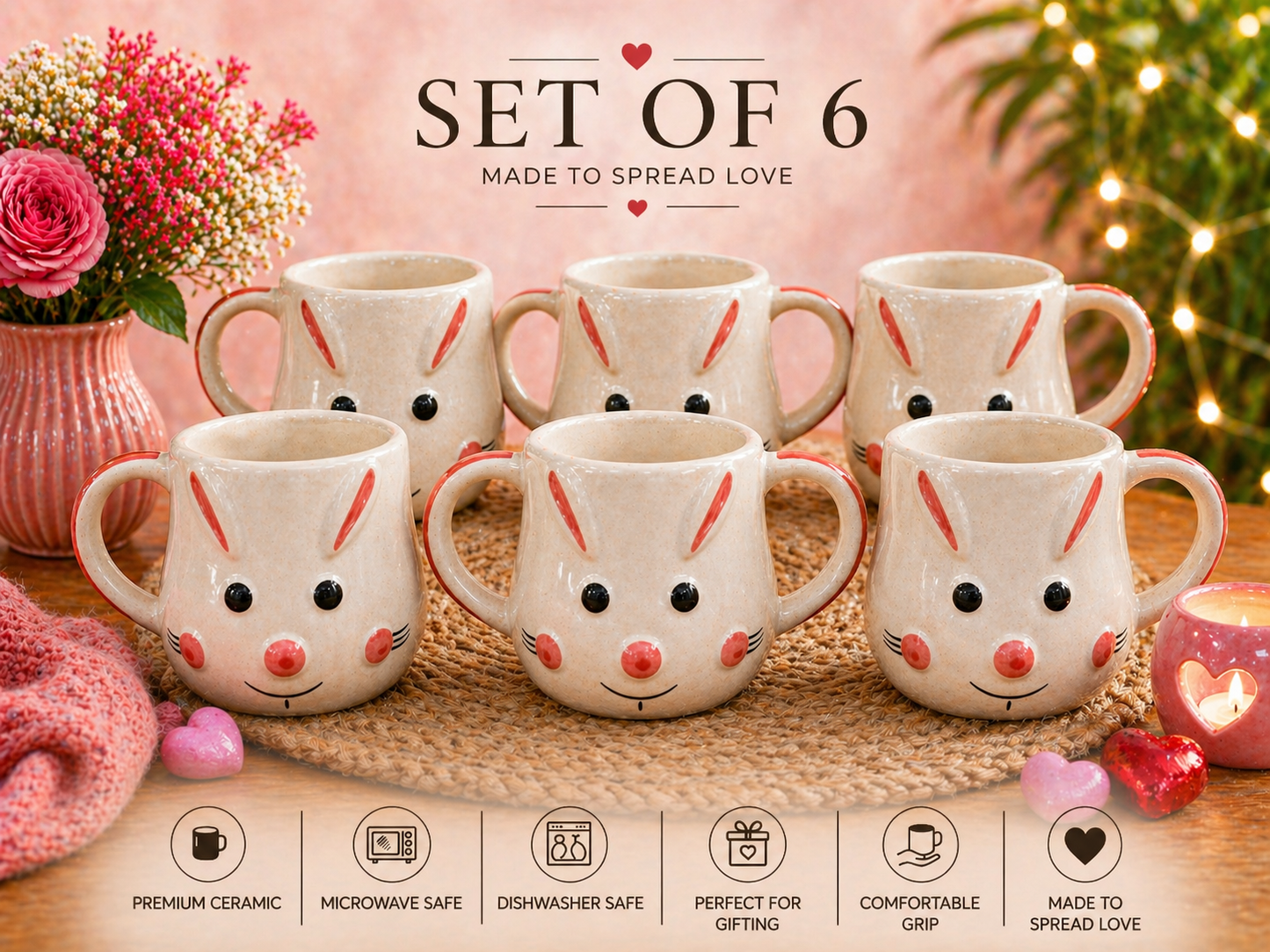 3D Cute Bunny Ceramic Mug– 350ml