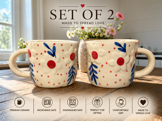 Rustic Hand painted Coffee Mugs – 350ml