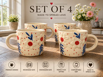 Rustic Hand painted Coffee Mugs – 350ml