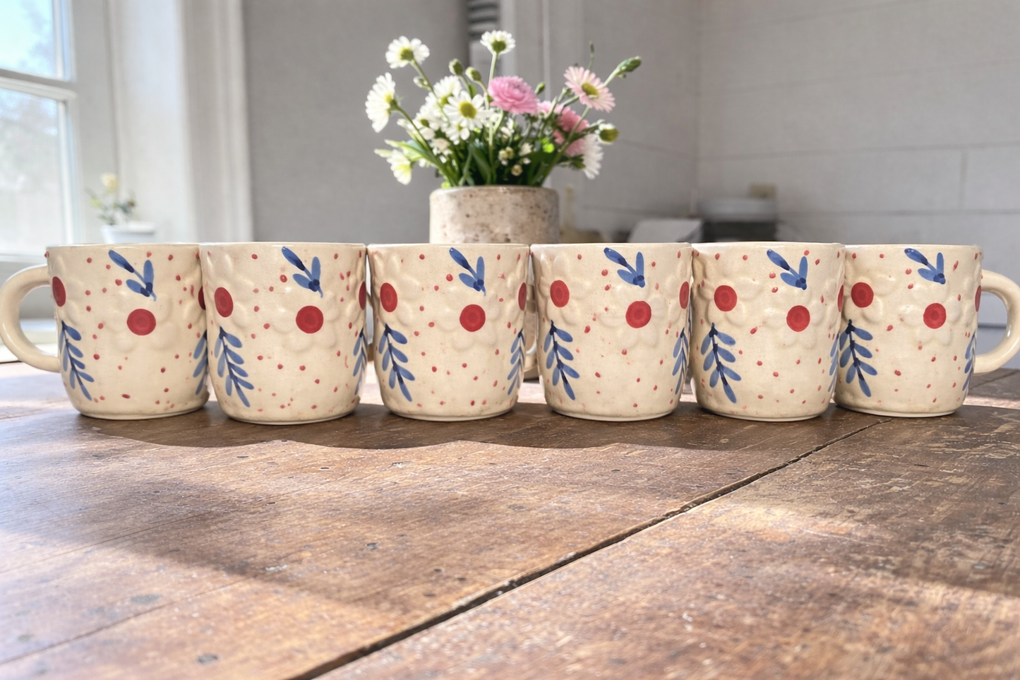 Rustic Hand painted Coffee Mugs – 350ml