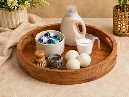 Classic Wooden Round Tray with Handle