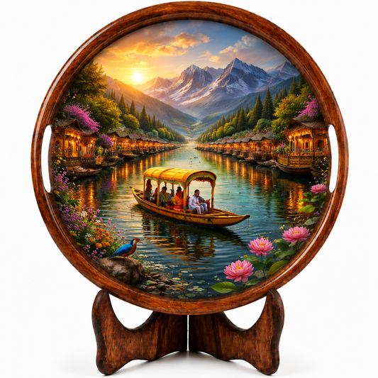 Dal Lake Wooden Serving Tray with Handle