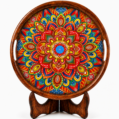 Mandala Art Natural Bark Edge Trays