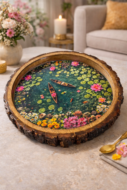 Lotus Pond Solid Wood Trays
