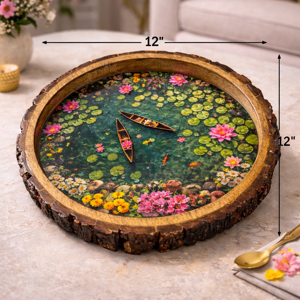 Lotus Pond Solid Wood Trays