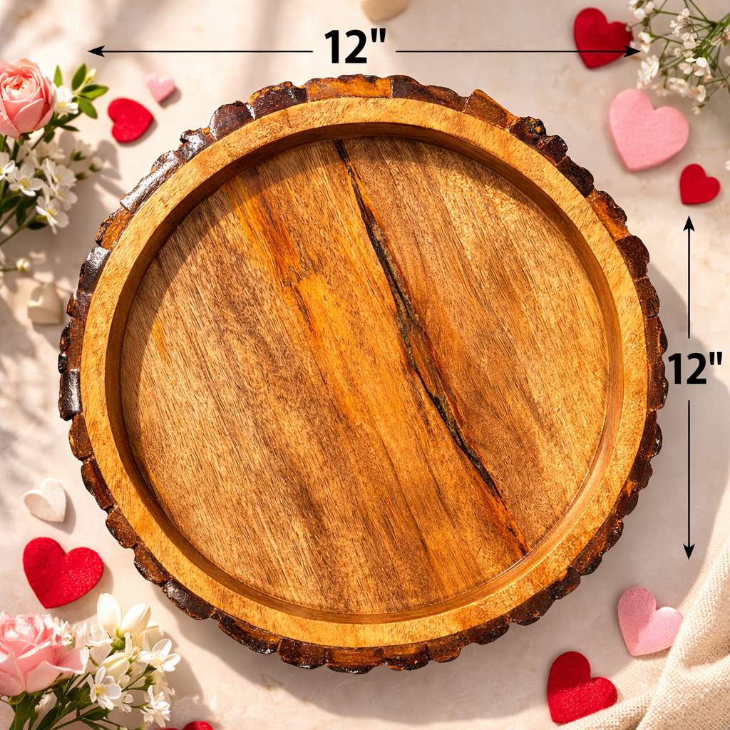 Classic Wooden Natural Bark Edge Tray
