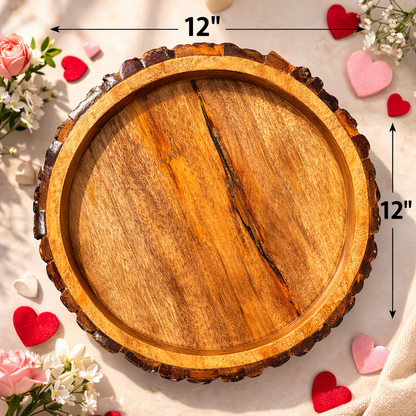 Classic Wooden Natural Bark Edge Tray