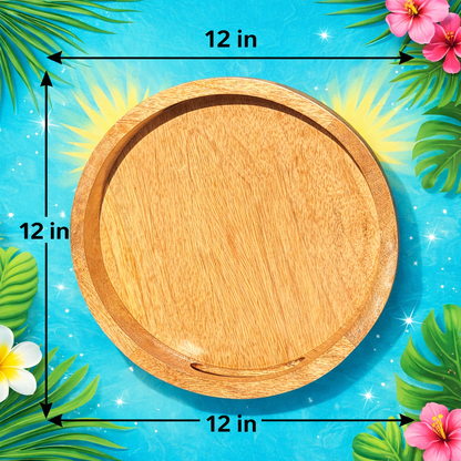 Classic Wooden Round Tray with Handle