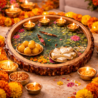 Lotus Pond Solid Wood Trays