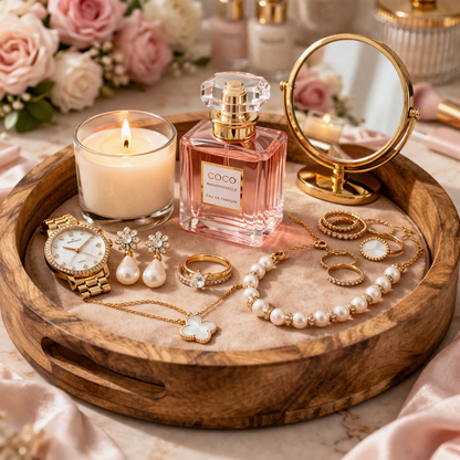 Classic Wooden Round Tray with Handle