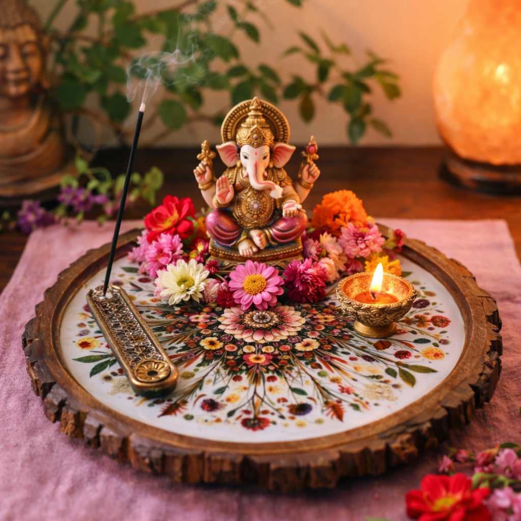 Floral Solid Wood Trays