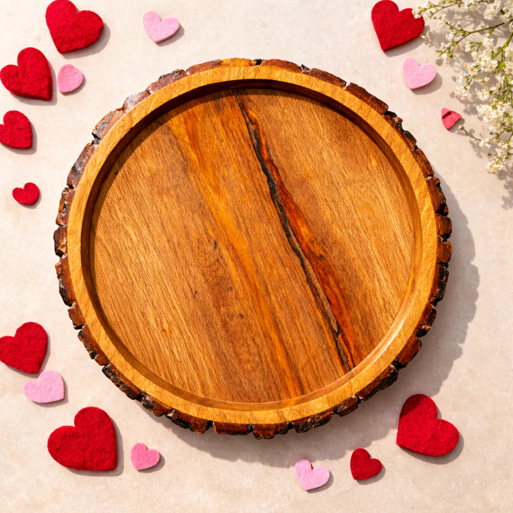 Classic Wooden Natural Bark Edge Tray