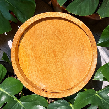 Classic Wooden Round Tray with Handle