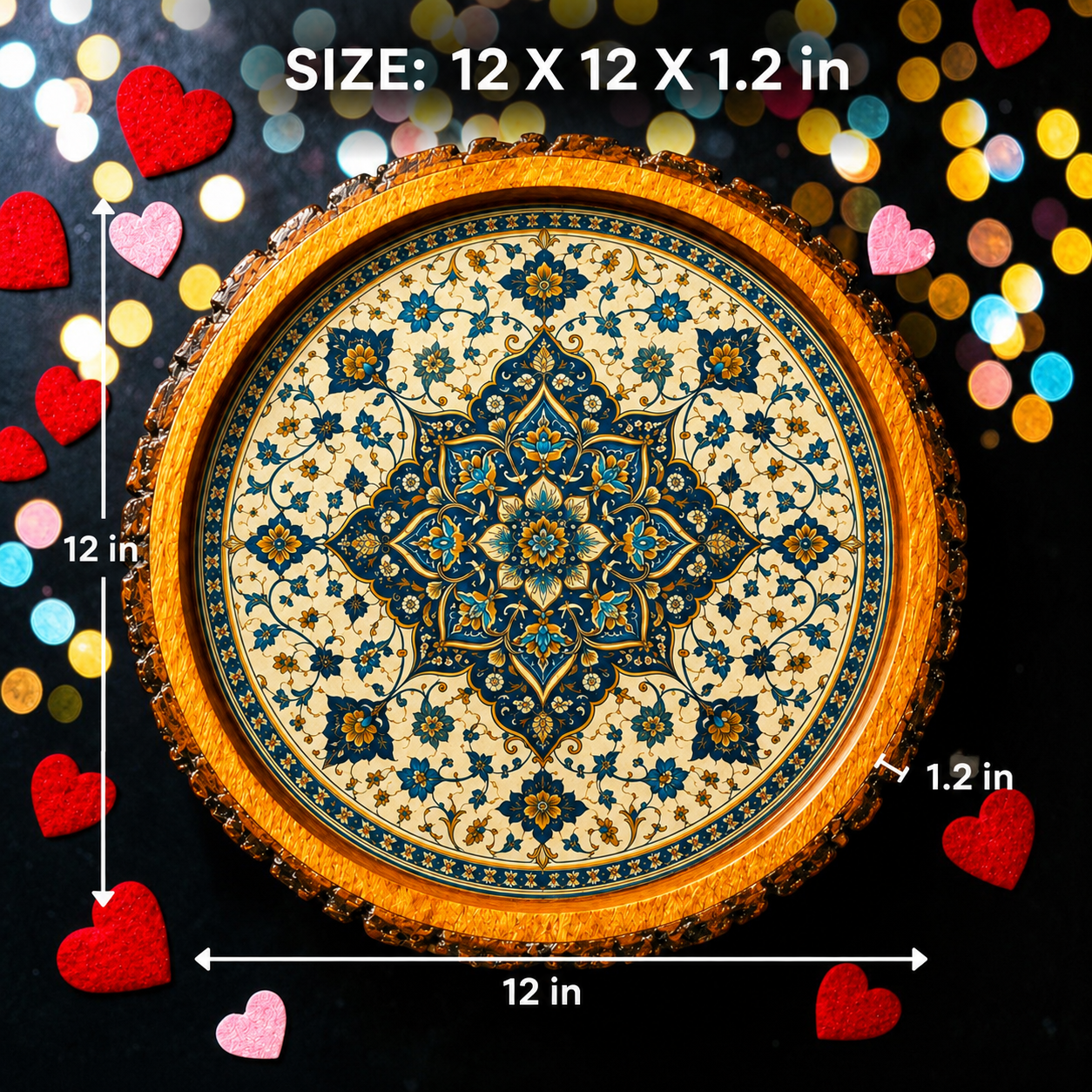 Blue Golden Motif Sold Wood Trays