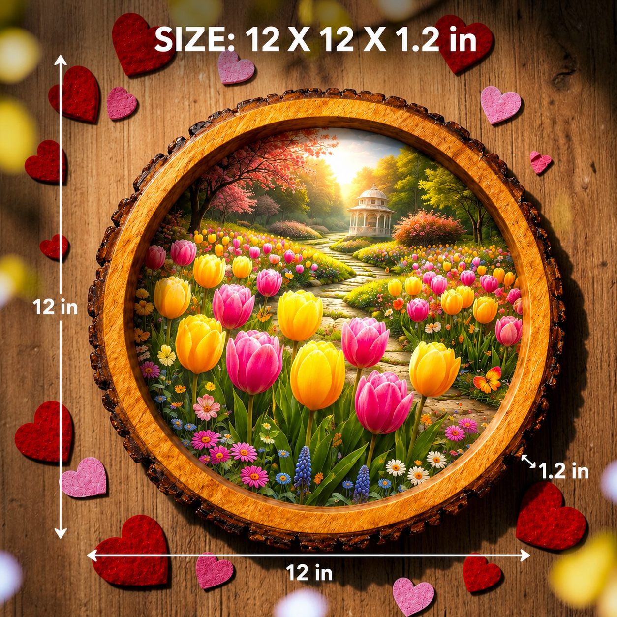 Tulip Garden Design Wooden Side Table