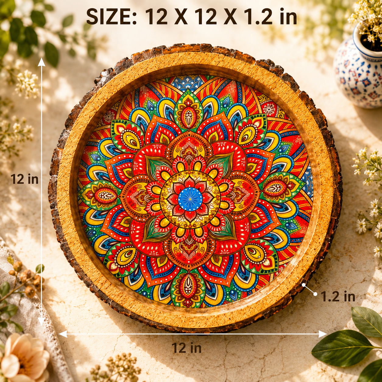 Mandala Art Solid Wood Trays