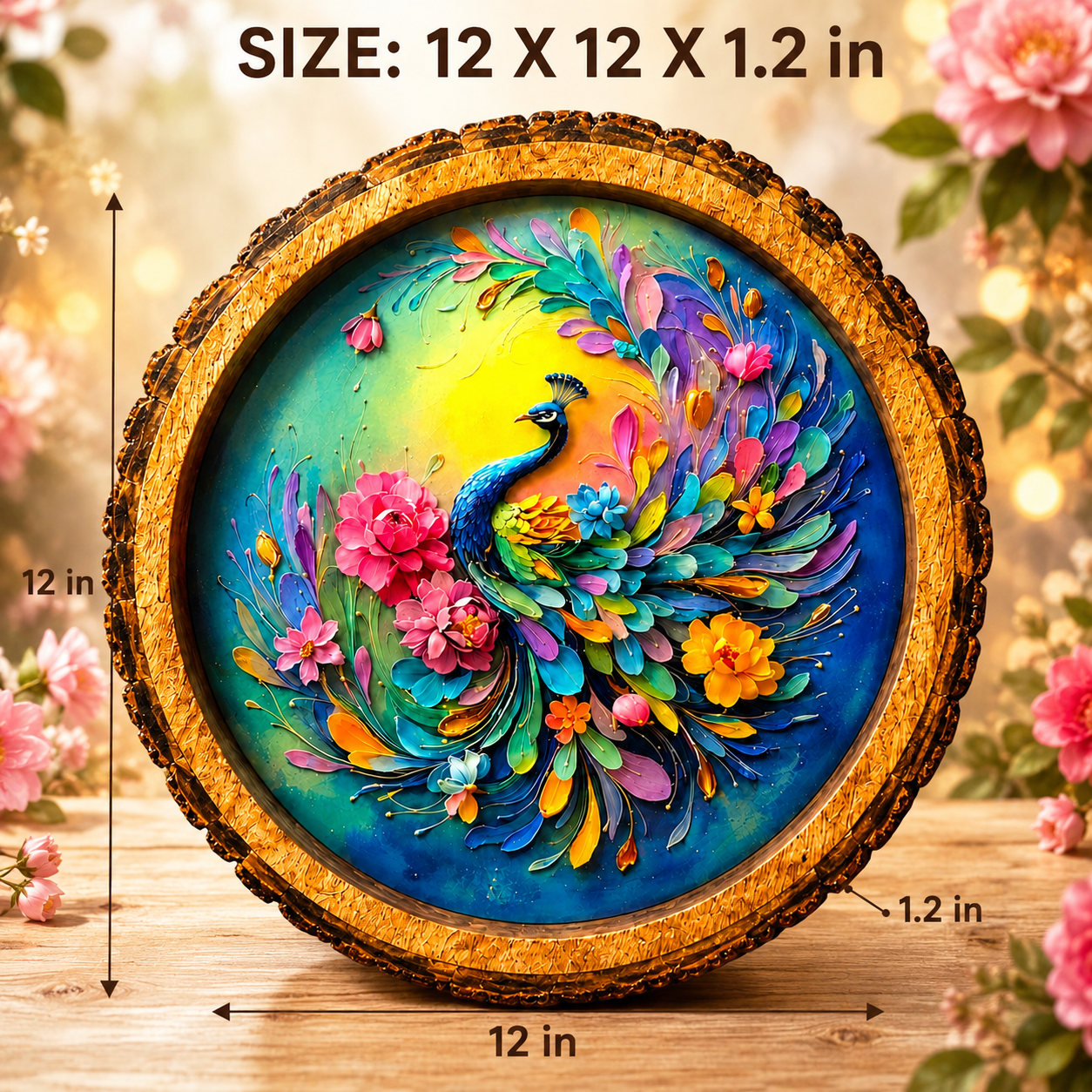 Rainbow Peacock Solid Wood Trays