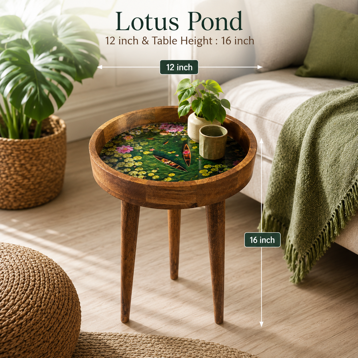 Lotus Pond Solid Wood Trays