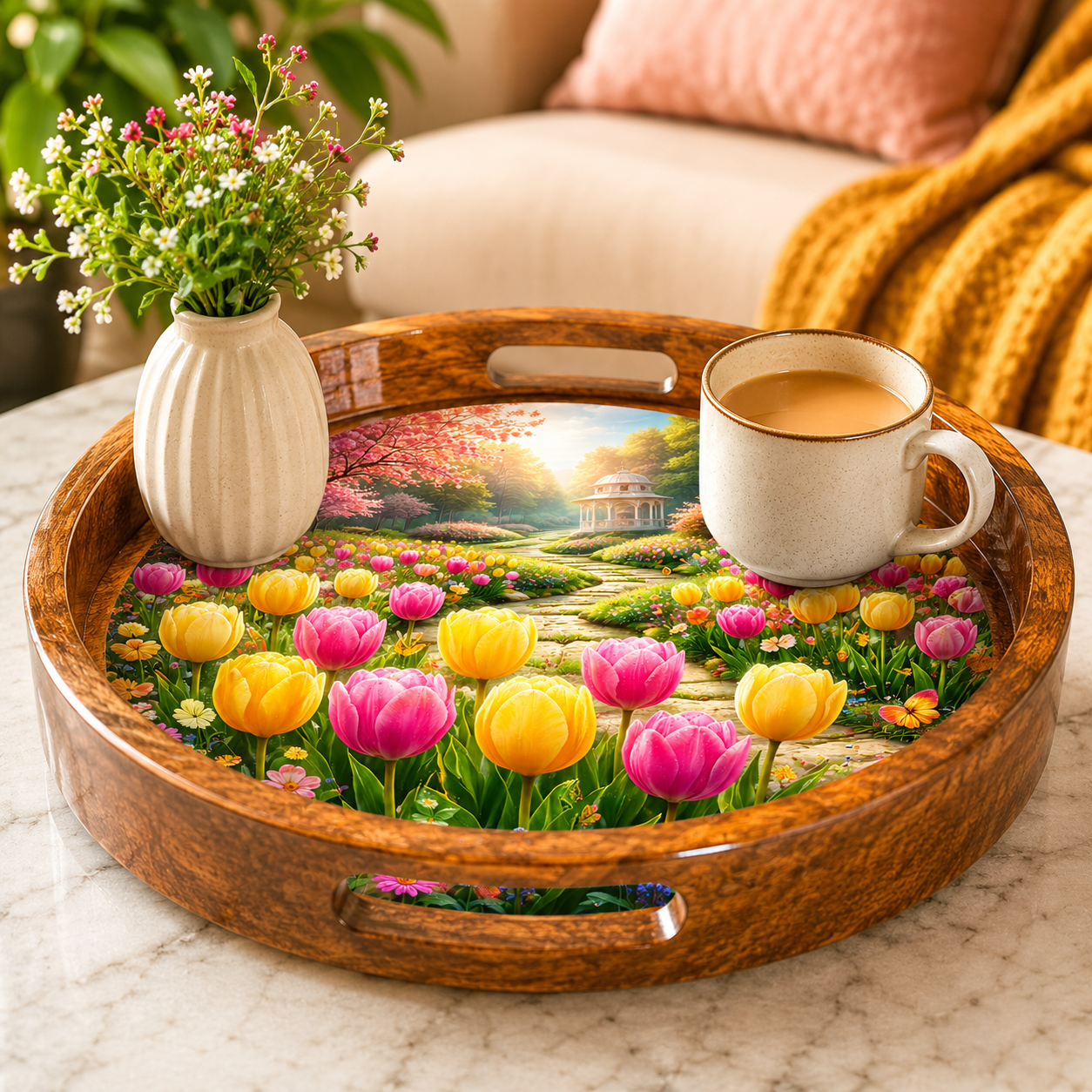 Tulip Garden Solid Wood Trays