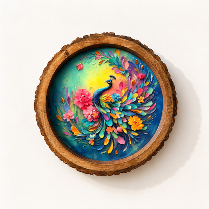 Rainbow Peacock Solid Wood Trays