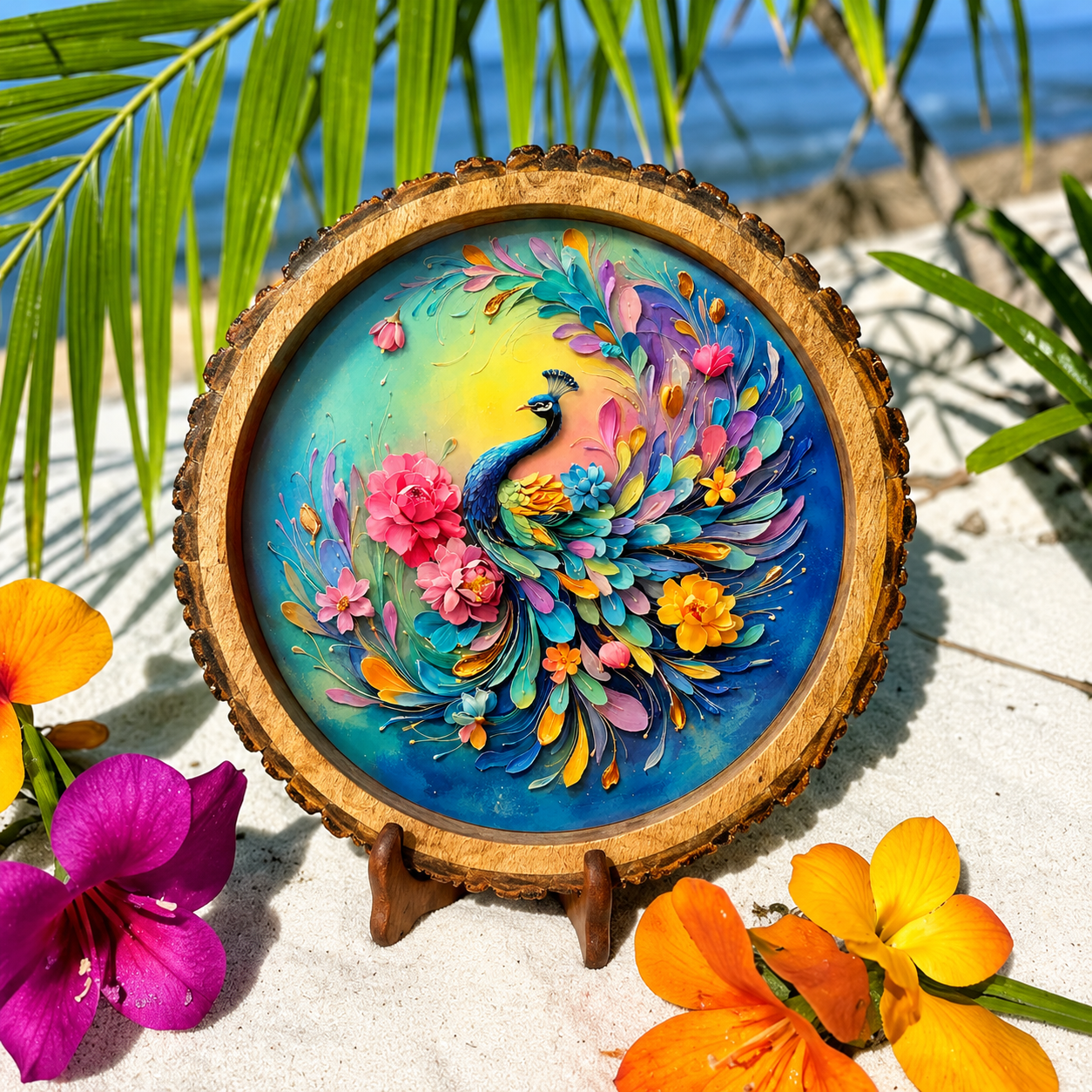 Rainbow Peacock Solid Wood Trays