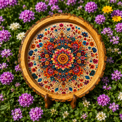 Floral Design Wooden Side Table