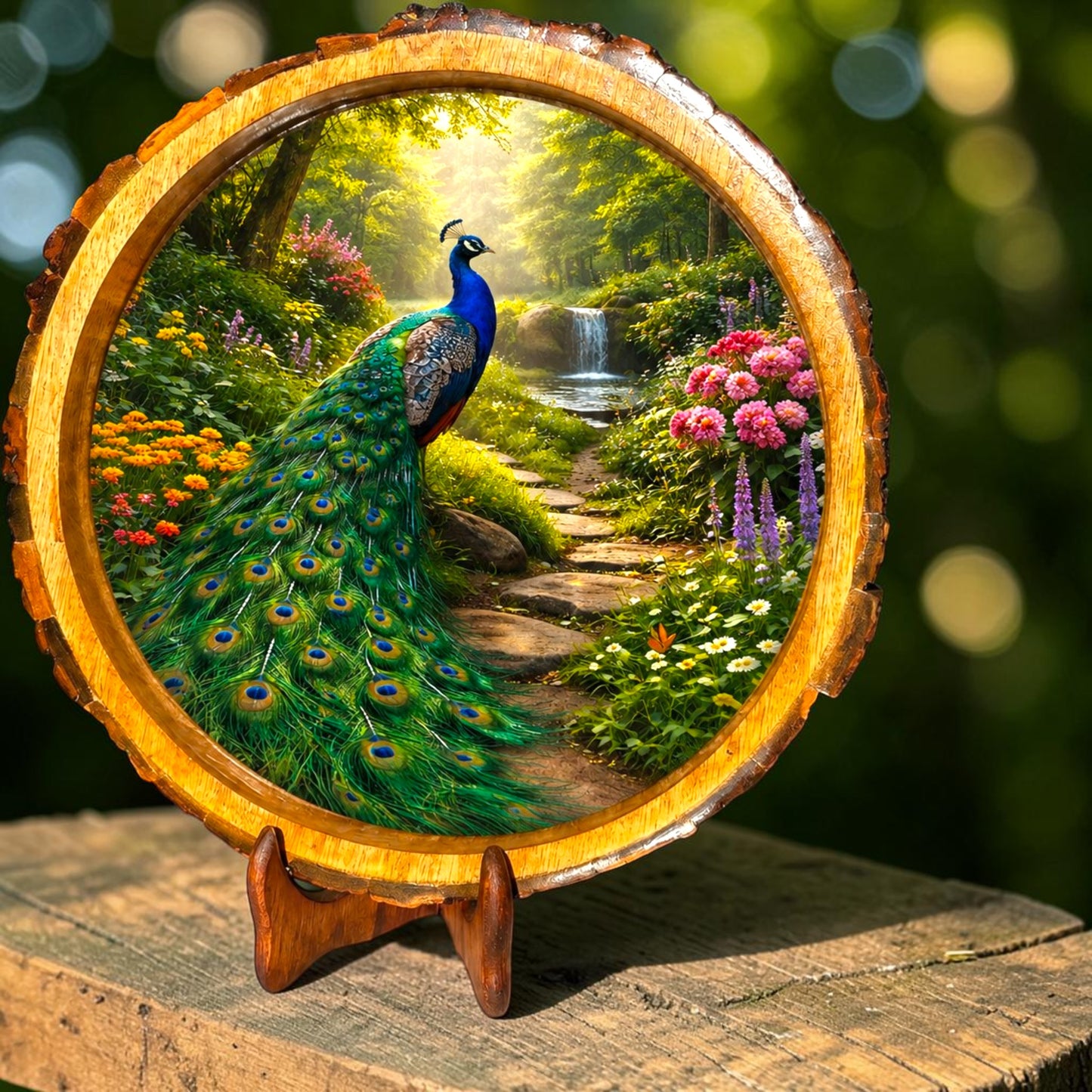 Peacock Garden Solid Wood Trays