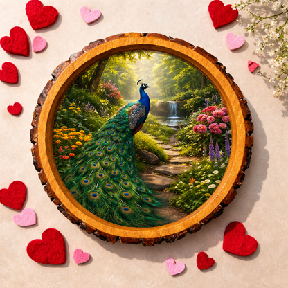 Peacock Design Wooden Side Table